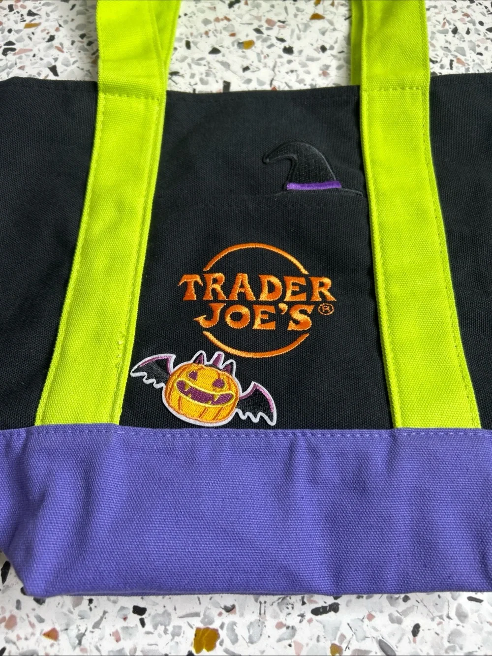 Trader Joe’s Halloween Mini Canvas Reusable Bag: Black Purple Green Multicolor